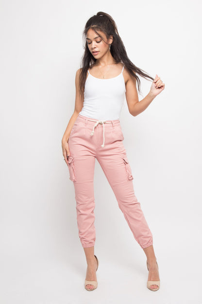 Women's Essential Basic Cropped Colored Cargo Joggers