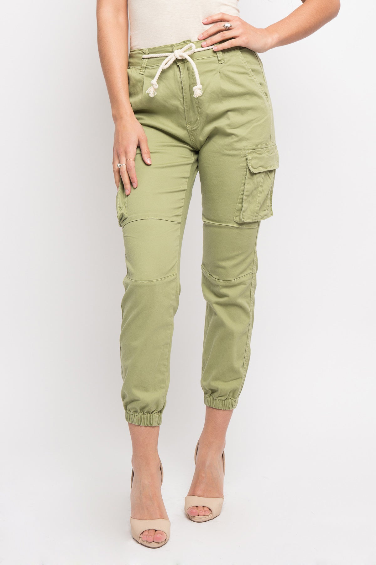 Women's Essential Basic Cropped Colored Cargo Joggers