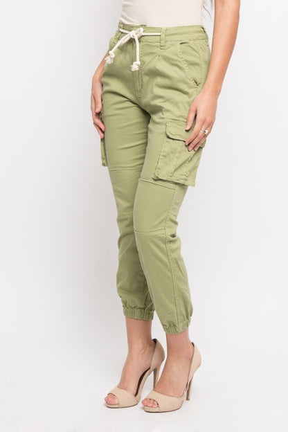 Women's Essential Basic Cropped Colored Cargo Joggers