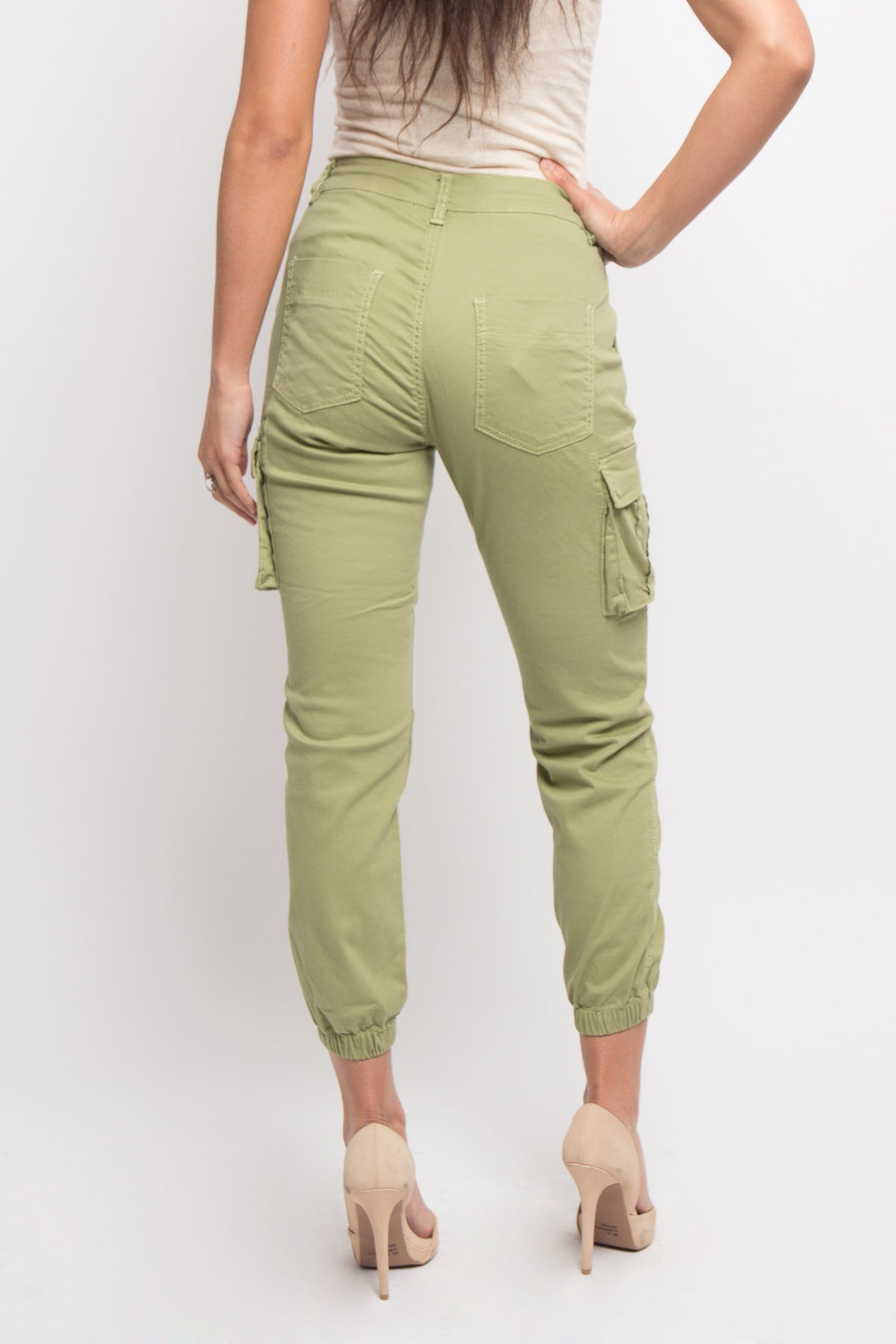 Women's Essential Basic Cropped Colored Cargo Joggers