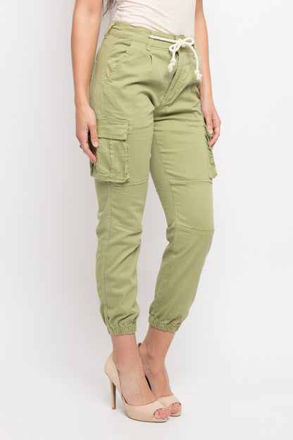 Women's Essential Basic Cropped Colored Cargo Joggers