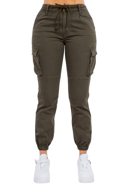 Women's Essential Basic Cropped Colored Cargo Joggers (New Colorways)