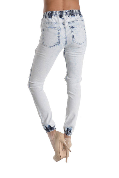 Women's Ripped Acid Wash Jogger Pants