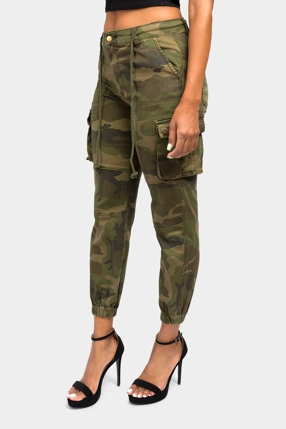 Women's Essential Basic Cropped Colored Cargo Joggers