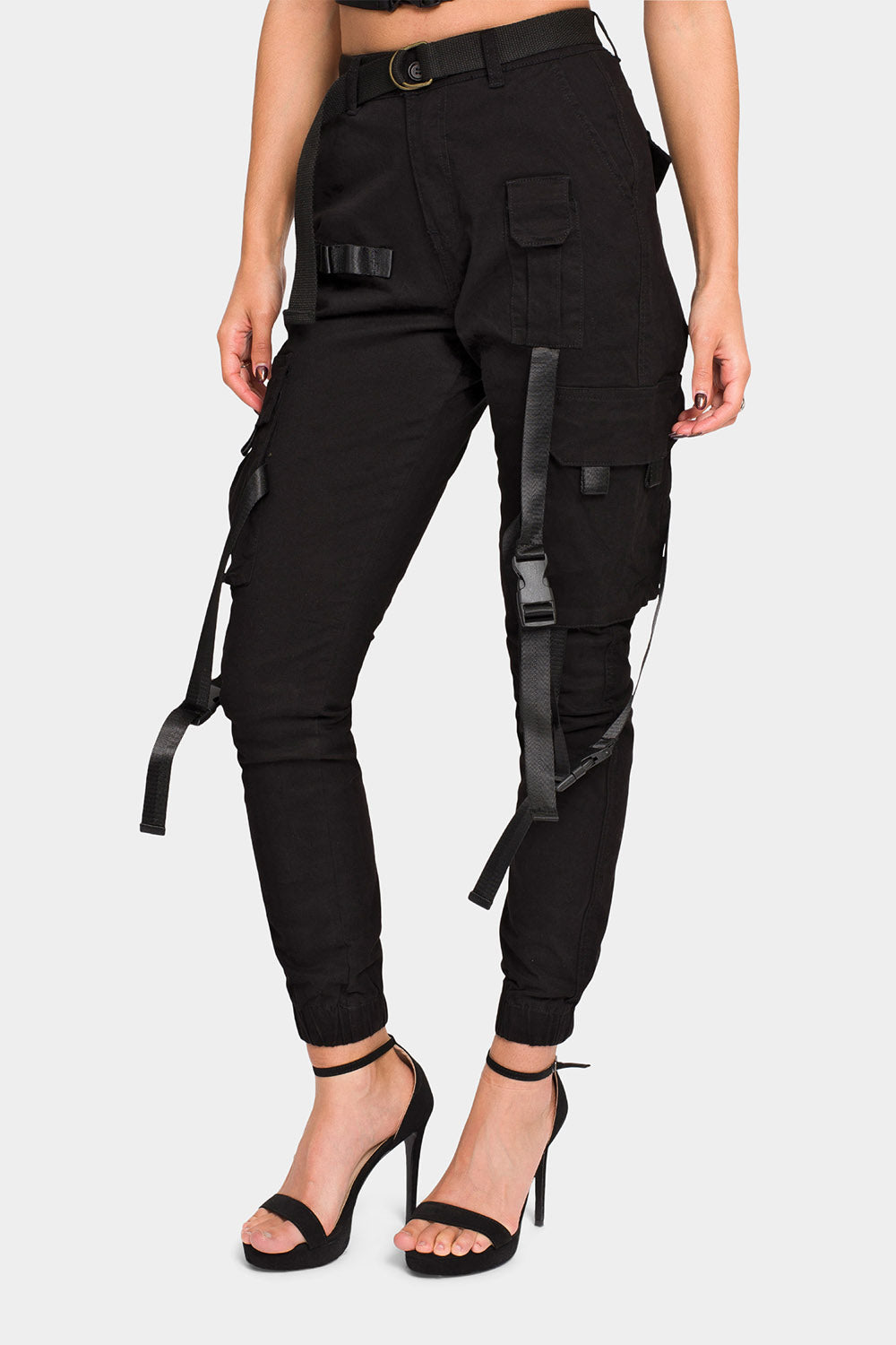 High Rise Utility Strap Cargo Joggers