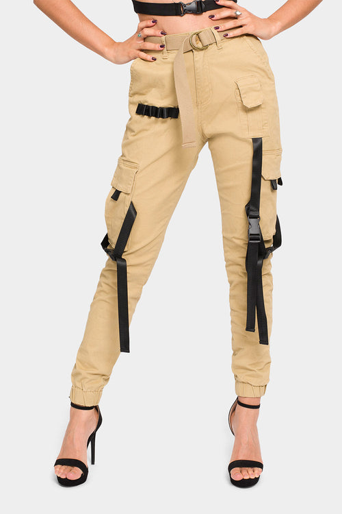 High Rise Utility Strap Cargo Joggers