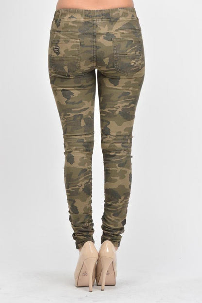 Women's Biker Style Ripped Zip Rider Jogger Pants