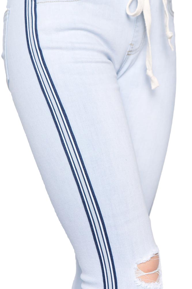 Destroyed Denim Side Striped Jogger
