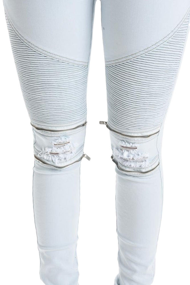 Women's Premium Moto Ripped Skinny Denim Joggers