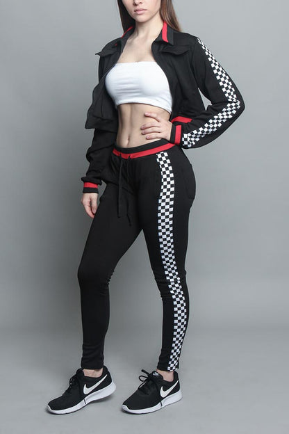 Side Checkered Tracksuit