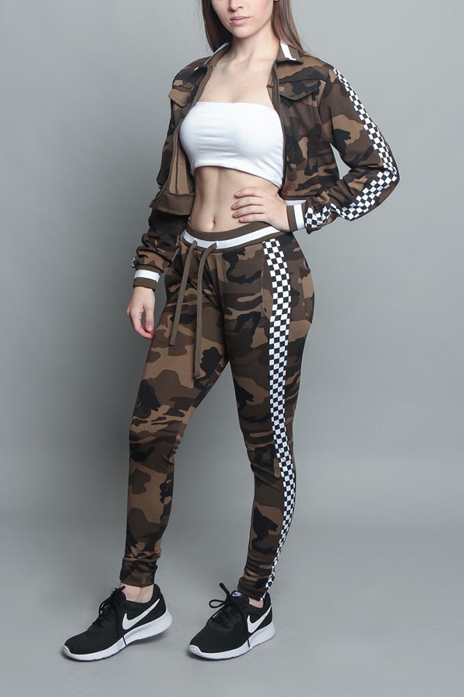 Side Checkered Tracksuit
