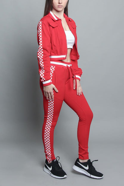 Side Checkered Tracksuit