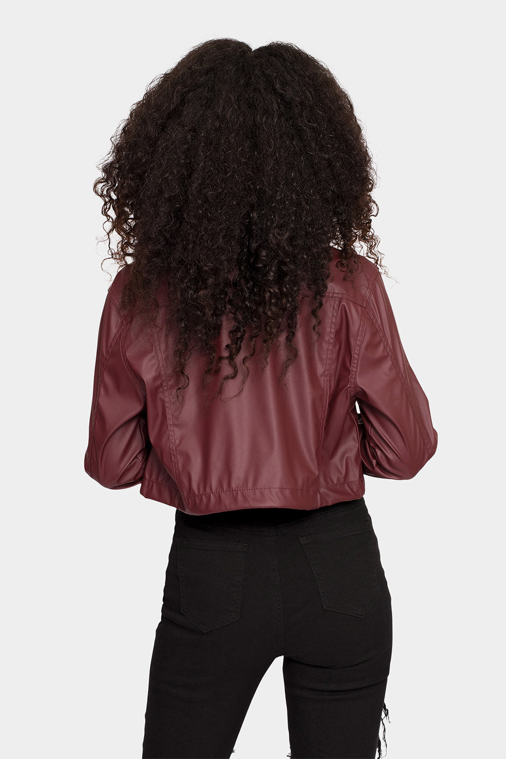 Faux Leather Cropped Jacket