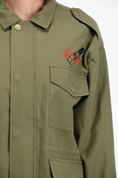 Women's Embroidered Military Jacket