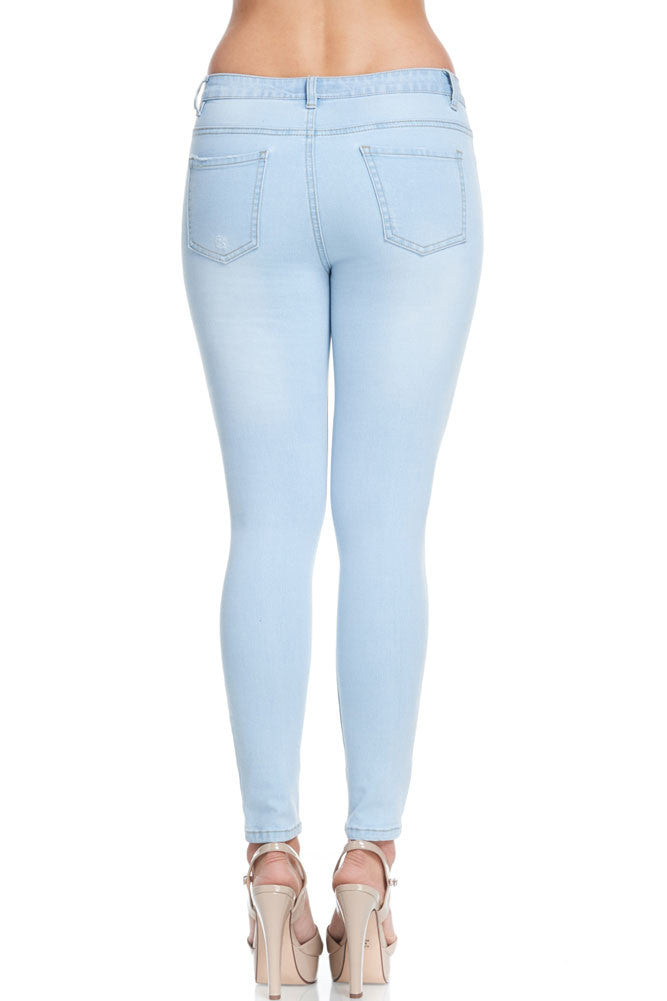 Low-Rise Destroyed Skinny Jeans
