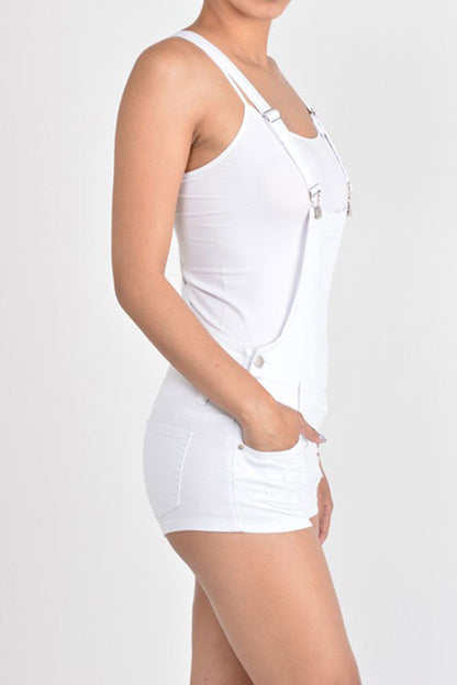 Women's Ripped Short Overalls