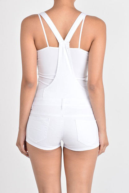 Women's Ripped Short Overalls
