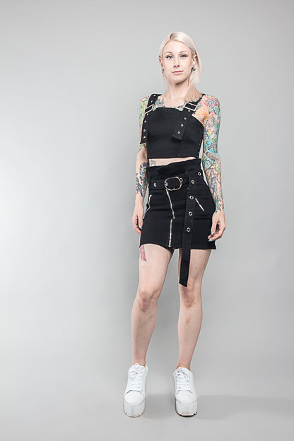 Buckled Denim Cropped Shirt