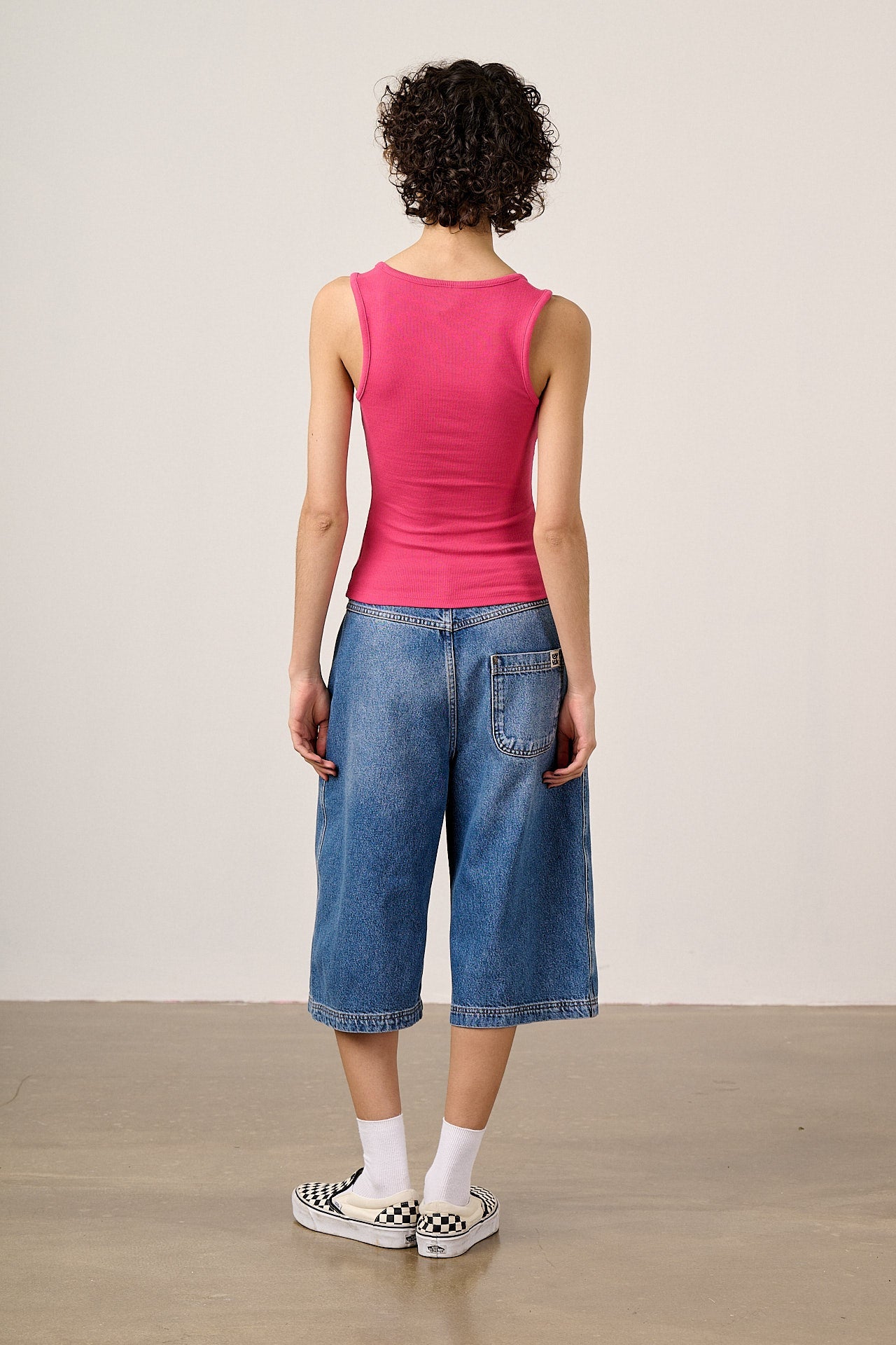 Romy  - Cotton Scoop Vest in Fuchsia Pink