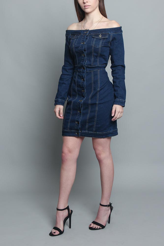 Off the Shoulder Denim Dress