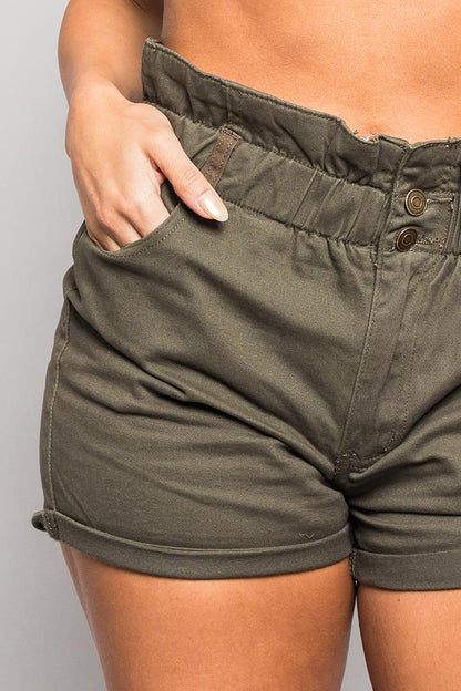 High Wasted Twill Shorts