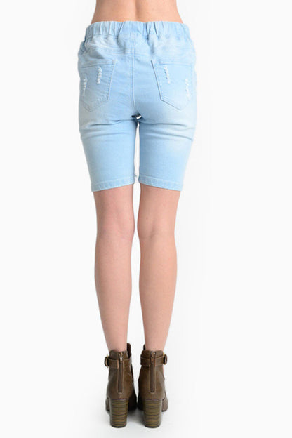 Women's Destroyed Denim Long Shorts