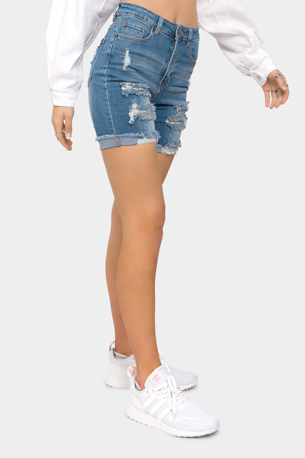 High Waist Bermuda Skinny Shorts
