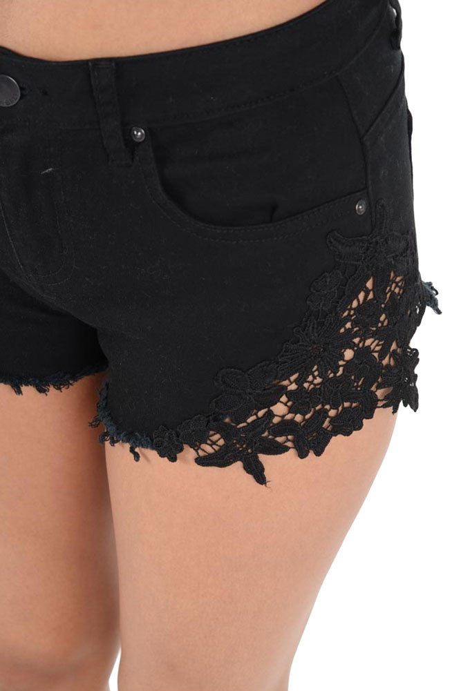 Women's Colored Cut-Off Side Lace Shorts