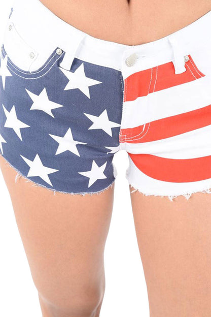 Women's American Flag Denim Shorts