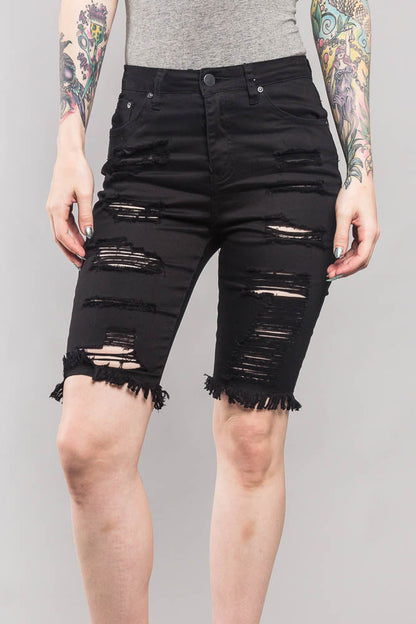 Double Sided Distressed Bermuda Shorts