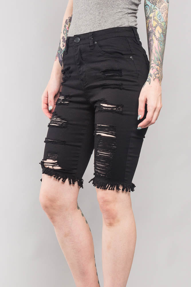 Double Sided Distressed Bermuda Shorts