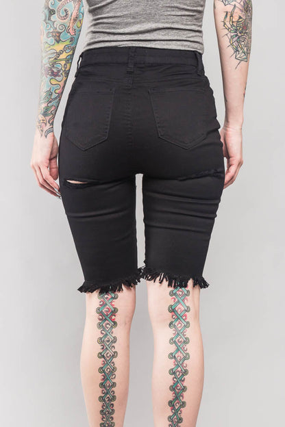 Double Sided Distressed Bermuda Shorts