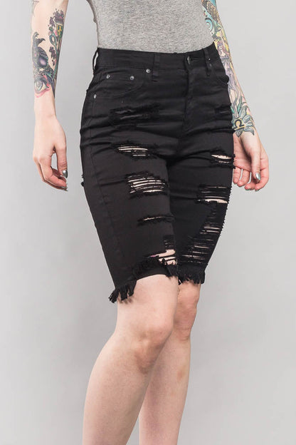Double Sided Distressed Bermuda Shorts