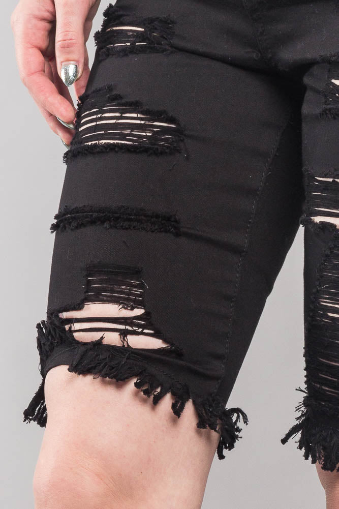 Double Sided Distressed Bermuda Shorts