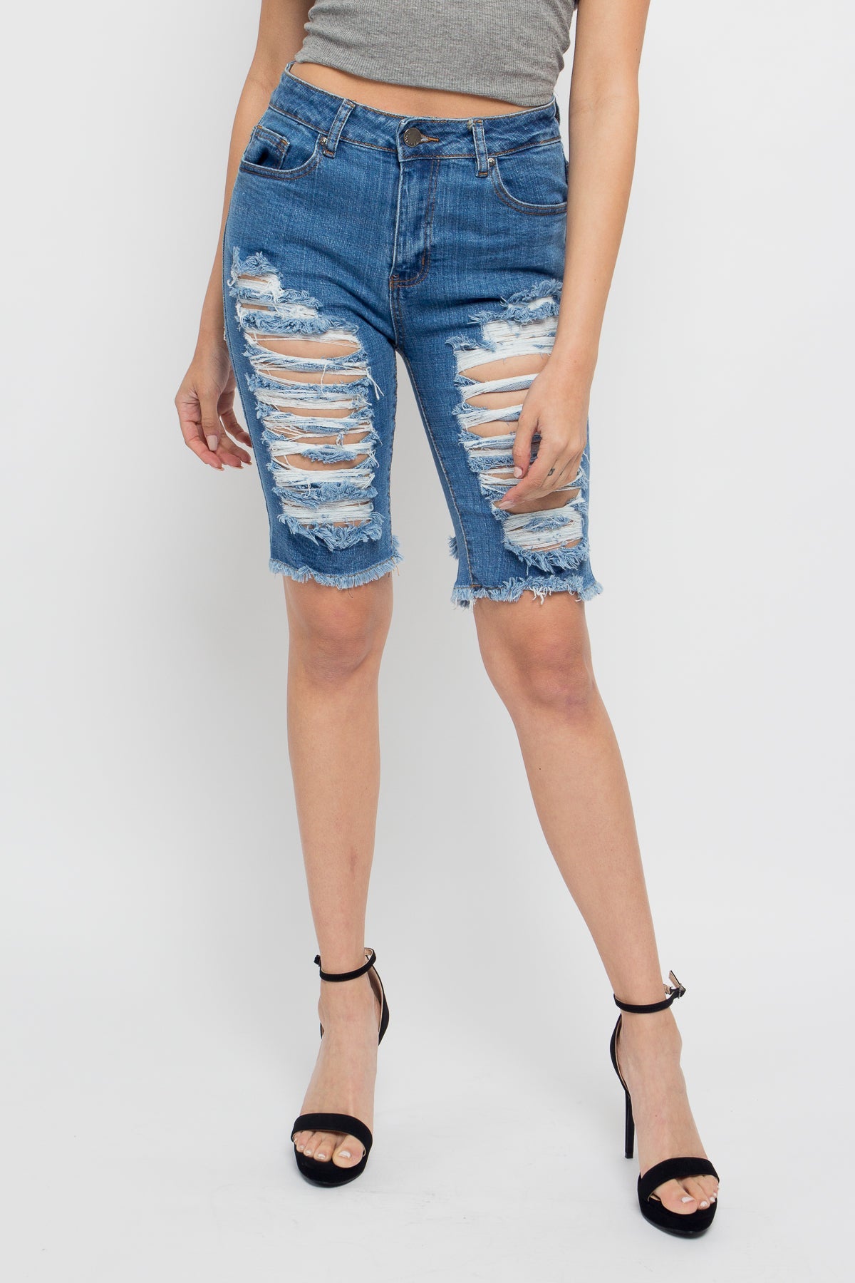 Double Sided Distressed Shorts