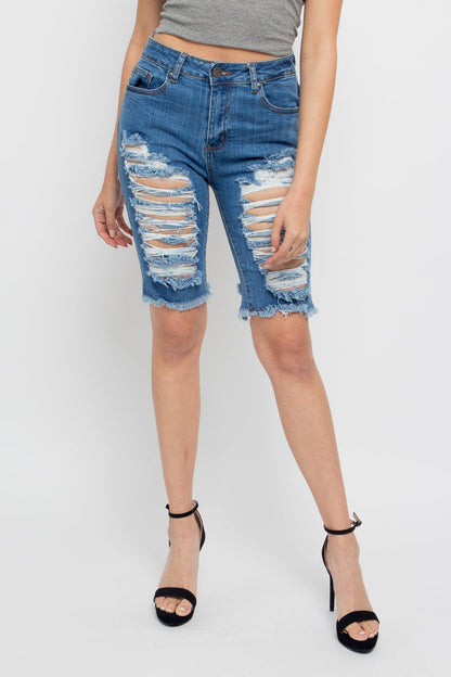 Double Sided Distressed Shorts