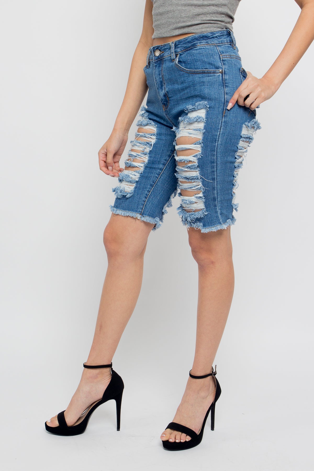 Double Sided Distressed Shorts