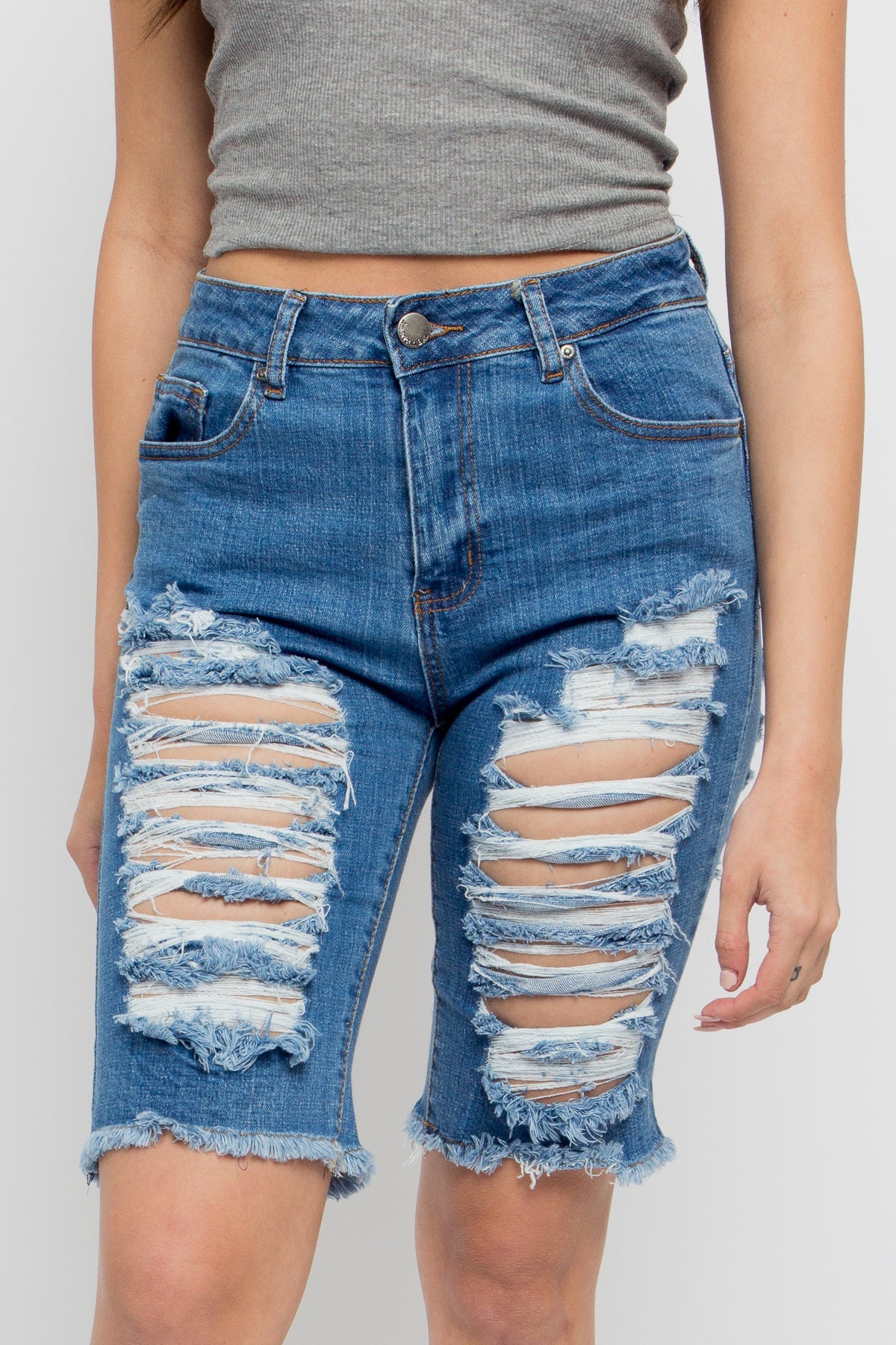 Double Sided Distressed Shorts