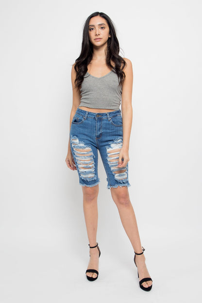 Double Sided Distressed Shorts