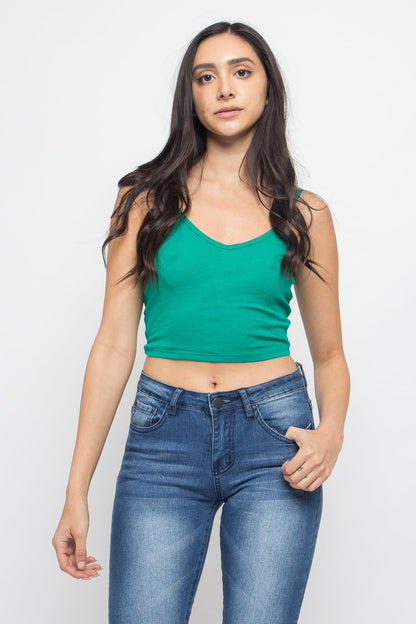 Basic Cropped V-Neck Cami Top