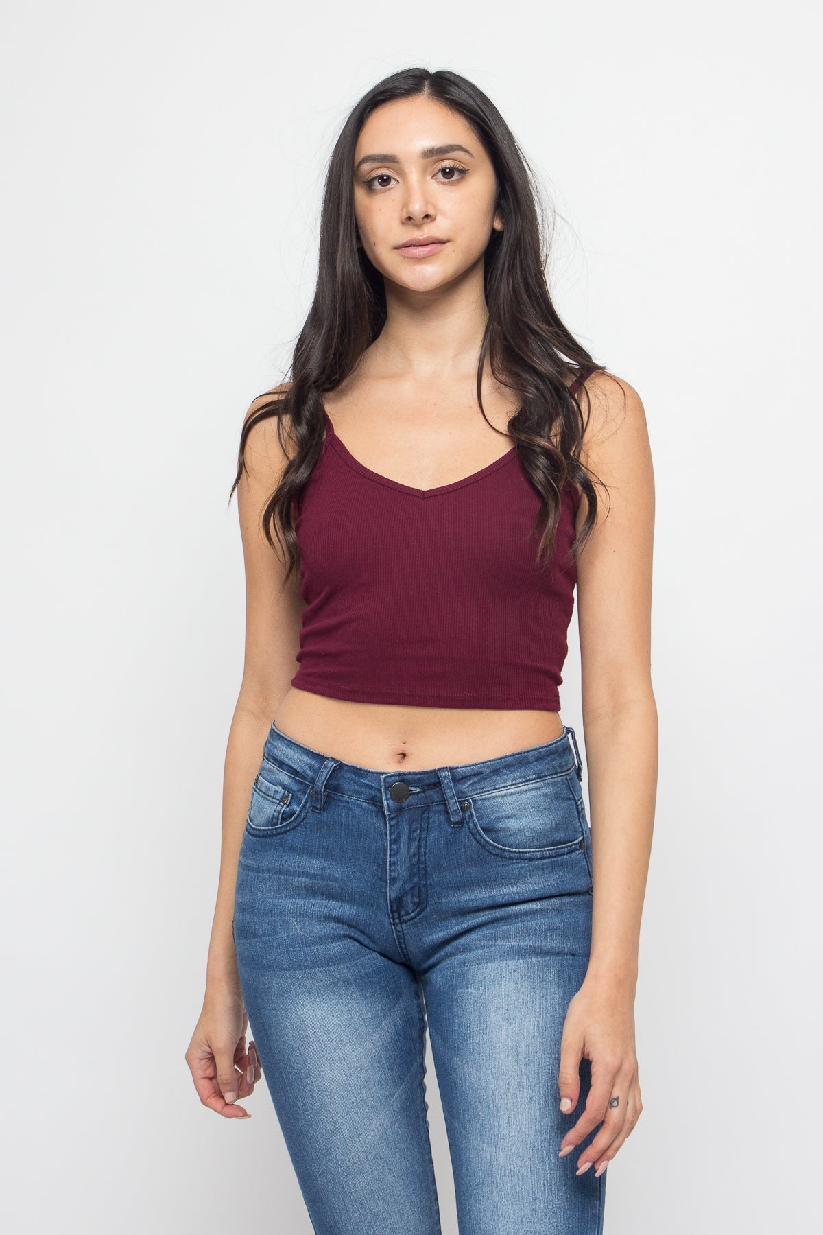 Basic Cropped V-Neck Cami Top