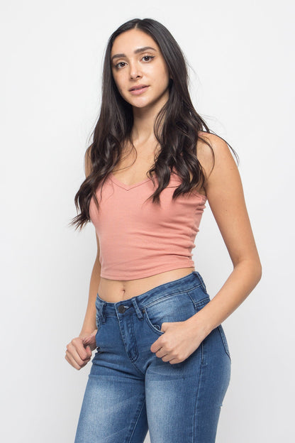 Basic Cropped V-Neck Cami Top