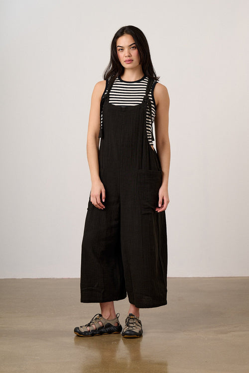 Rudy - Cotton Dungarees in Black