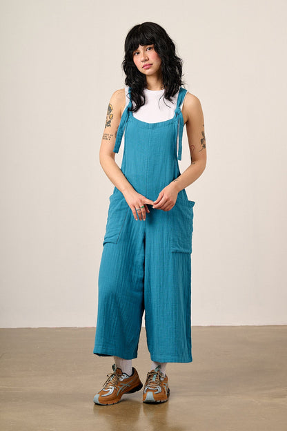 Rudy - Cotton Dungarees in Fjord Blue