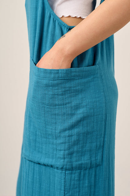 Rudy - Cotton Dungarees in Fjord Blue