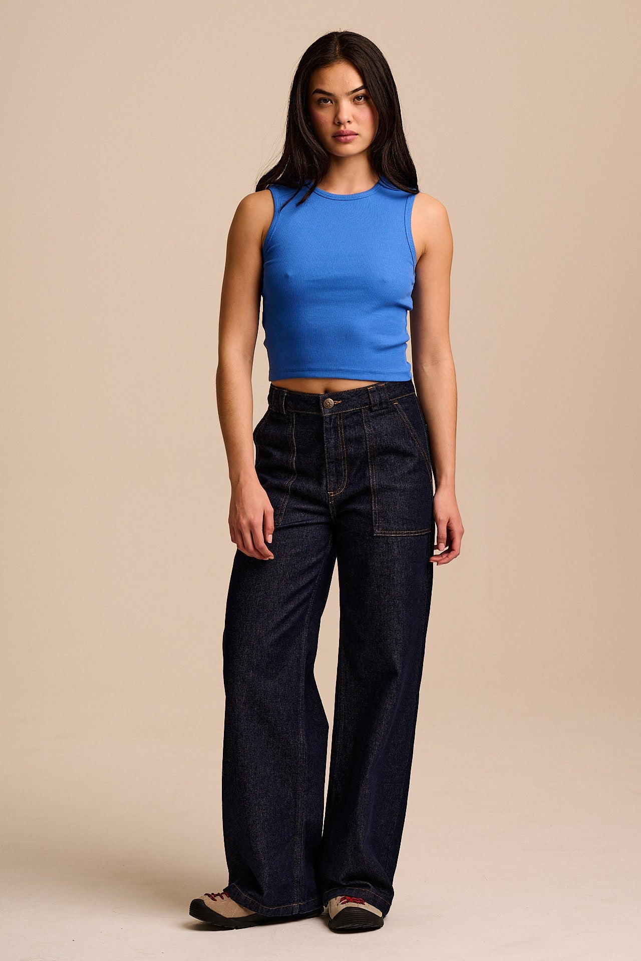 Rue - Cotton Rib Tank Top in Sapphire Blue