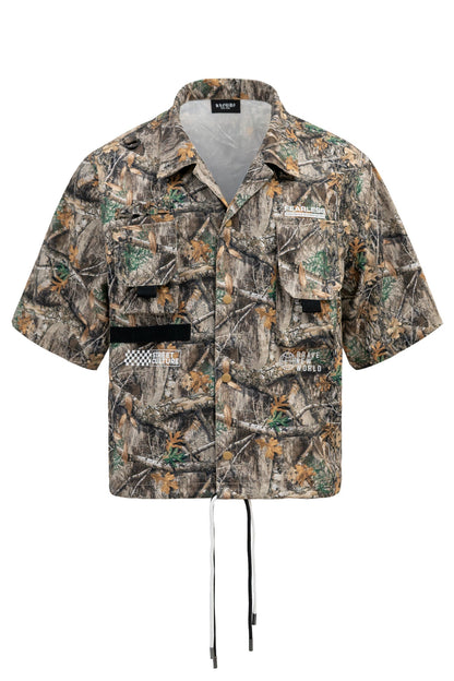 Men's Utility Camo Crop Over Shirt & Shorts Set
