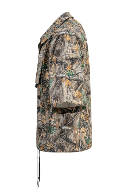 Men's Utility Camo Crop Over Shirt & Shorts Set