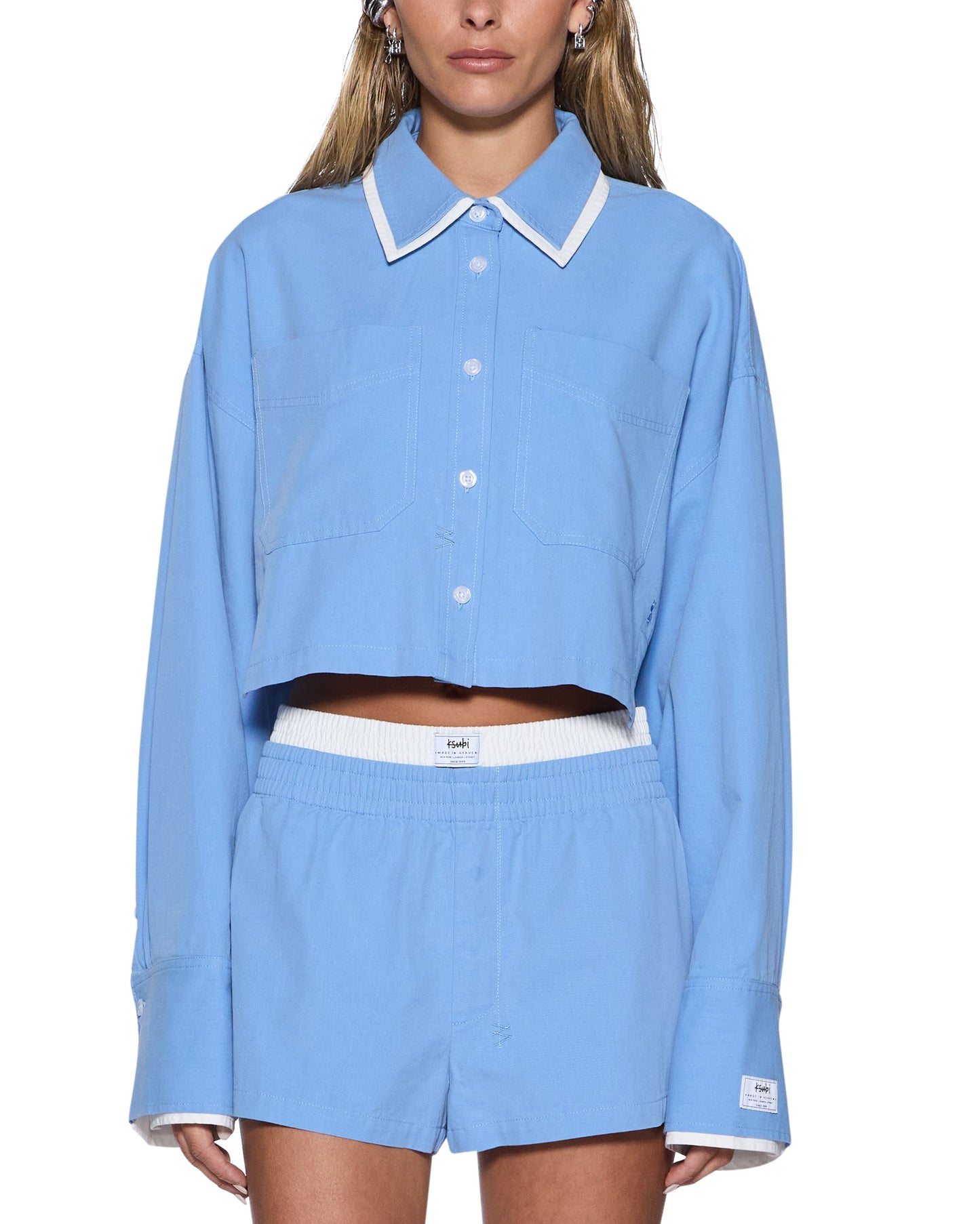 BALTER LS SHIRT BRIGHT BLUE/WHITE
