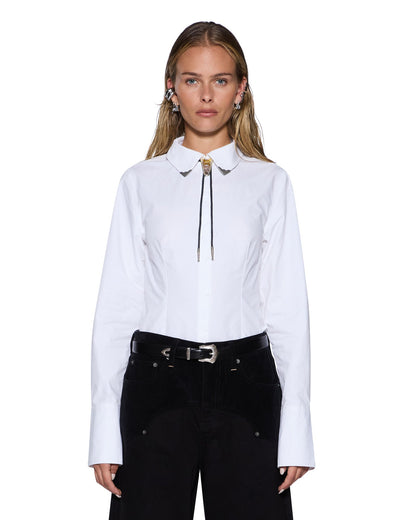 DARE OPEN BACK LS SHIRT WHITE